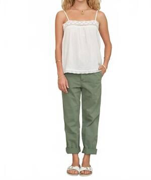 NEW M.A.B.E. veri tonal linear and floral embroidery camisole in white